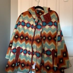 PATAGONIA Synchilla Hooded Fleece Aztec Poncho Full Zip Size Women's M/L